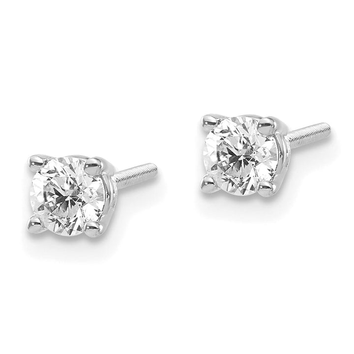 14K White Gold 1/2 ct SI3 G-I Diamond Screw Back Stud Earrings