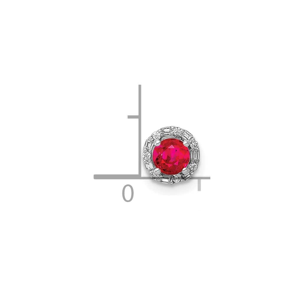 14K White Gold 1/20 Carat Diamond and .25 ct Ruby Halo Chain Slide