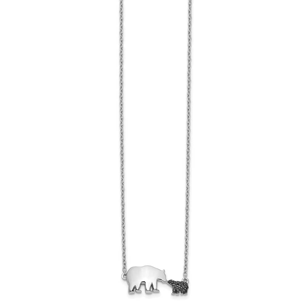 14K White Gold 1/20 carat Diamond and Baby Bear 18 inch Necklace