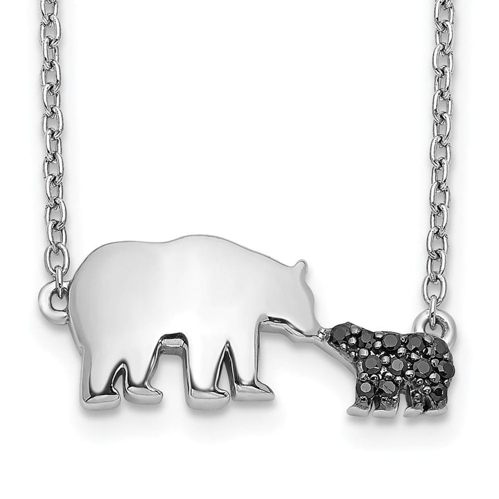 14K White Gold 1/20 carat Diamond and Baby Bear 18 inch Necklace