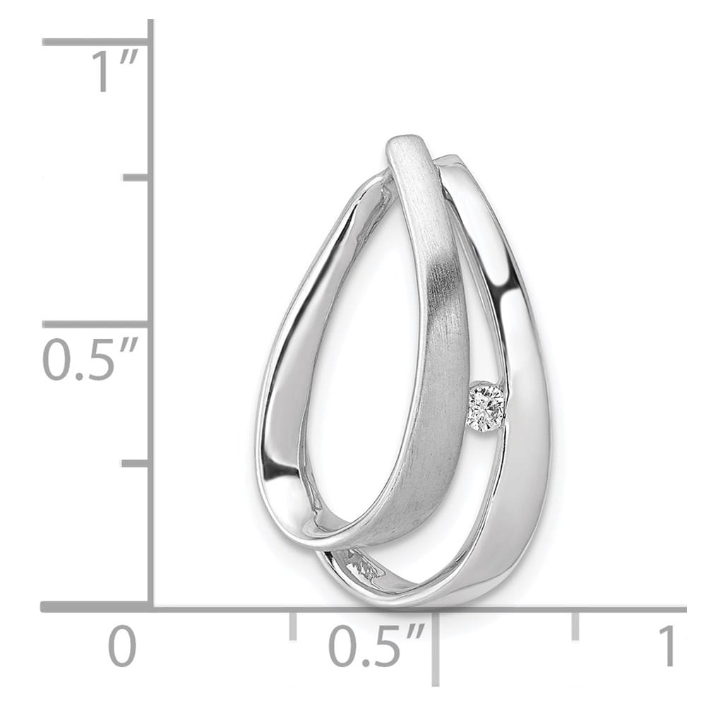 14K White Gold 1/20 Carat Diamond Double Teardrop Chain Slide 0.04ct