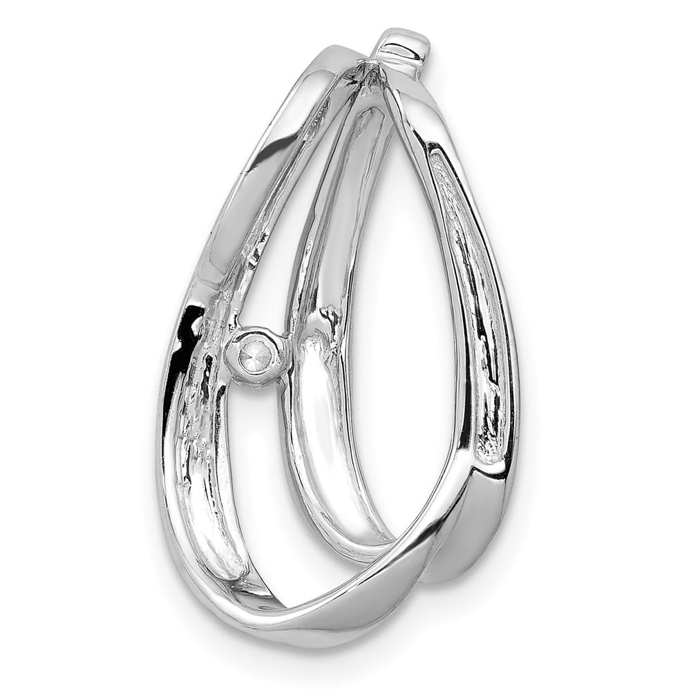 14K White Gold 1/20 Carat Diamond Double Teardrop Chain Slide 0.04ct