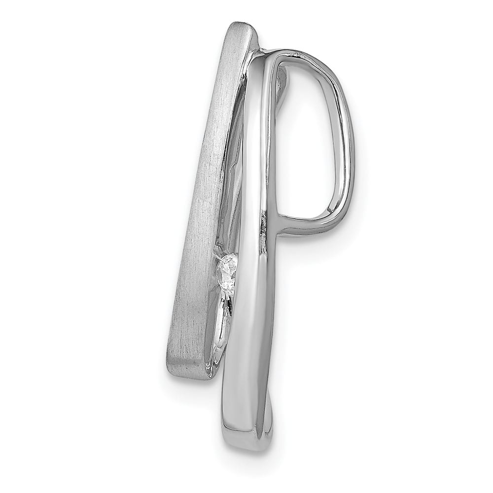 14K White Gold 1/20 Carat Diamond Double Teardrop Chain Slide 0.04ct
