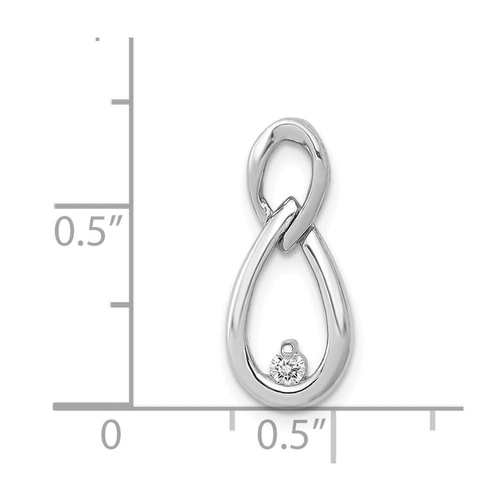 14K White Gold 1/20 Carat Diamond Double Teardrop Chain Slide 0.05ct