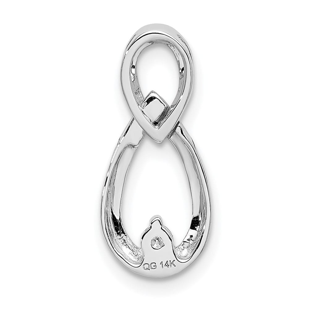 14K White Gold 1/20 Carat Diamond Double Teardrop Chain Slide 0.05ct