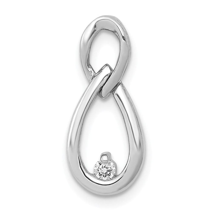 14K White Gold 1/20 Carat Diamond Double Teardrop Chain Slide 0.05ct