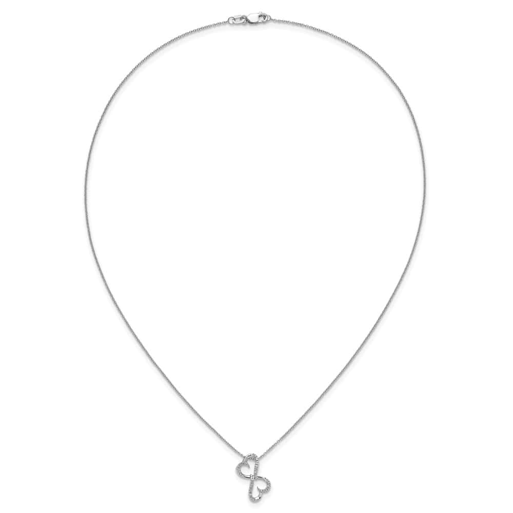 14K White Gold 1/20 carat Diamond Heart Infinity 18 inch Necklace