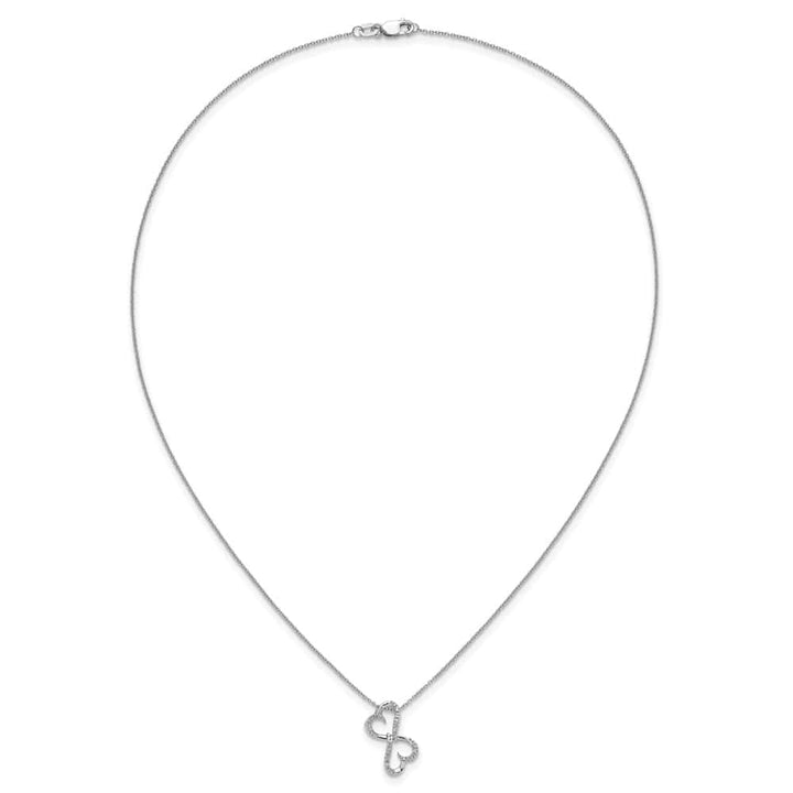 14K White Gold 1/20 carat Diamond Heart Infinity 18 inch Necklace