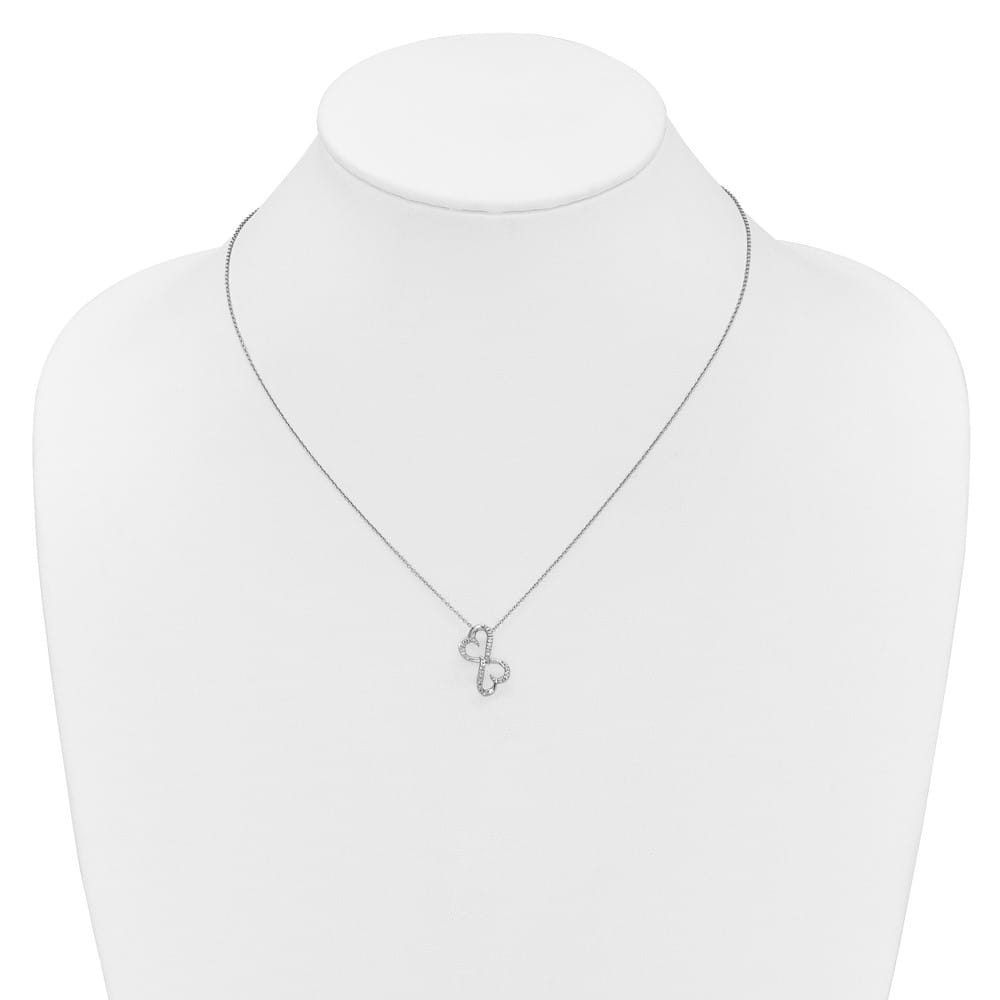 14K White Gold 1/20 carat Diamond Heart Infinity 18 inch Necklace