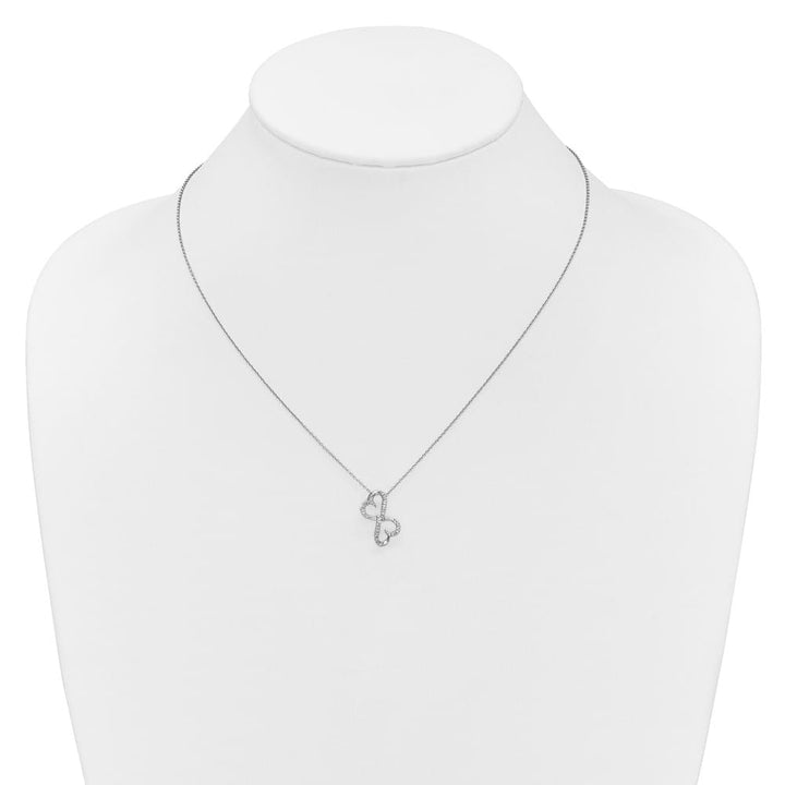 14K White Gold 1/20 carat Diamond Heart Infinity 18 inch Necklace