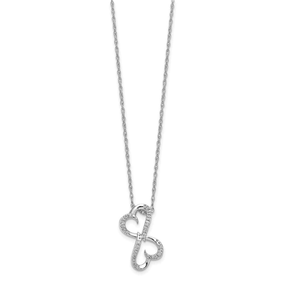 14K White Gold 1/20 carat Diamond Heart Infinity 18 inch Necklace