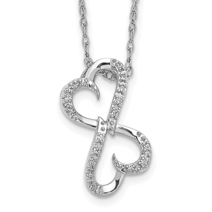 14K White Gold 1/20 carat Diamond Heart Infinity 18 inch Necklace