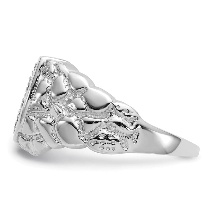 14k White Gold 1/20 Carat Diamond Horseshoe Nugget Men's Ring