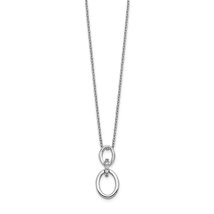 14K White Gold 1/20 carat Diamond Oval Pendant 18 inch Necklace