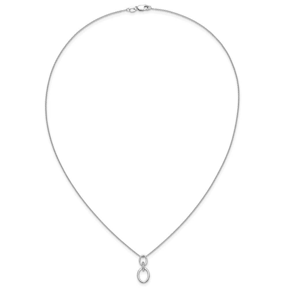 14K White Gold 1/20 carat Diamond Oval Pendant 18 inch Necklace