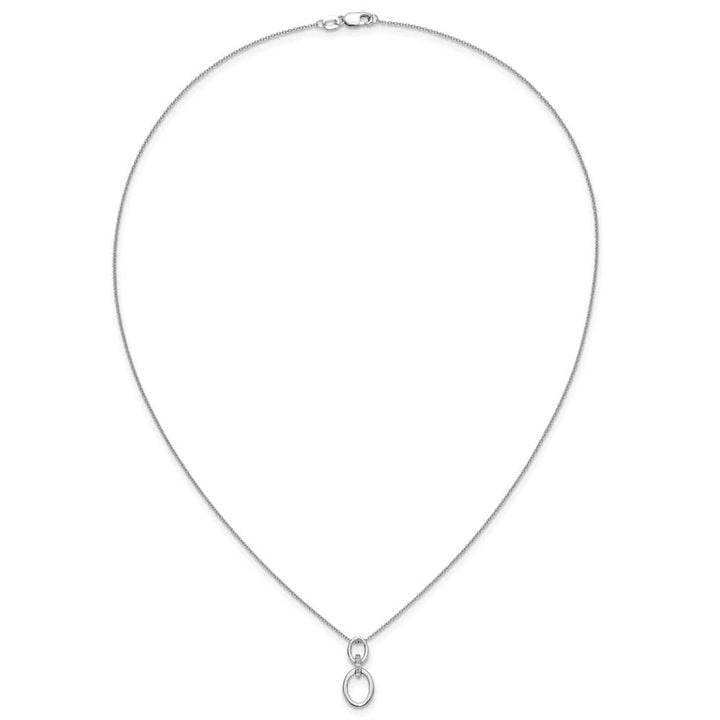 14K White Gold 1/20 carat Diamond Oval Pendant 18 inch Necklace