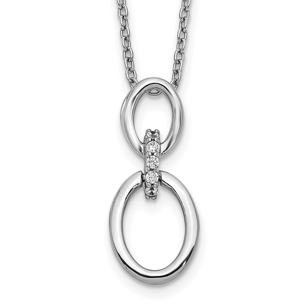 14K White Gold 1/20 carat Diamond Oval Pendant 18 inch Necklace