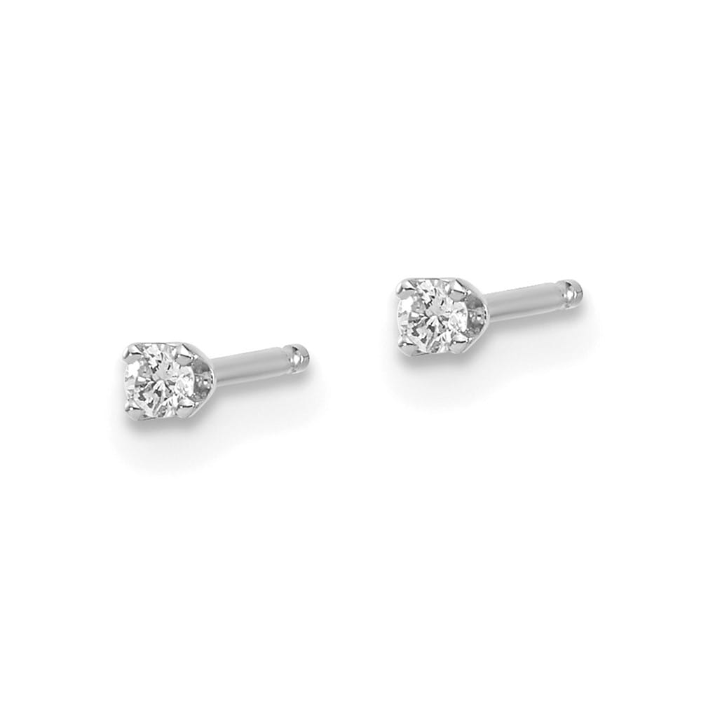 14K White Gold 1/20 ct I1 J-K Diamond Push Back Stud Earrings