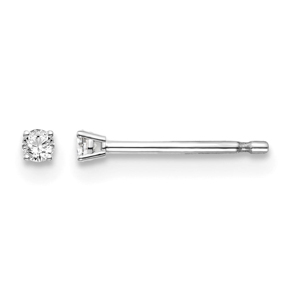 14K White Gold 1/20 ct I1 J-K Diamond Push Back Stud Earrings