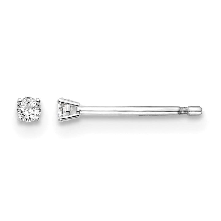 14K White Gold 1/20 ct I1 J-K Diamond Push Back Stud Earrings