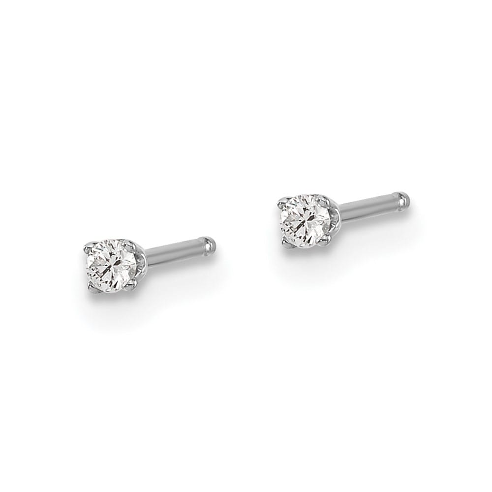 14K White Gold 1/20 ct I2 K-L Diamond Push Back Stud Earrings