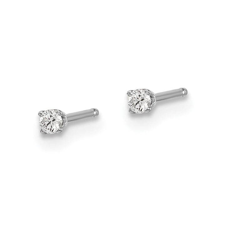14K White Gold 1/20 ct I2 K-L Diamond Push Back Stud Earrings