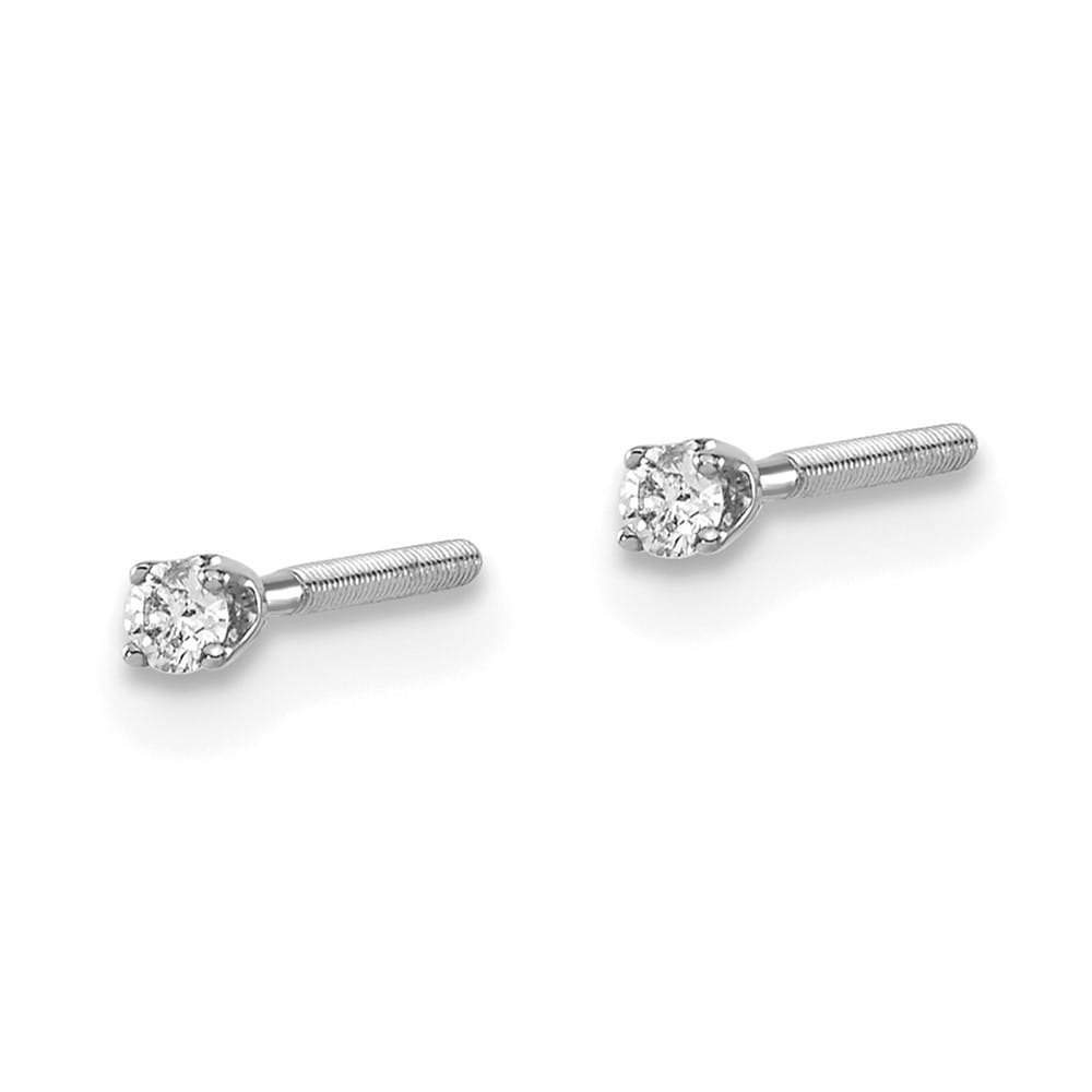 14K White Gold 1/20 ct SI3 G-I Diamond Screw Back Stud Earrings