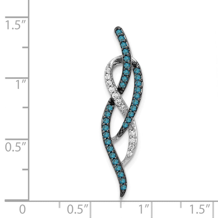 14K White Gold 1/3 Carat Blue and White Diamond Fancy Chain Slide