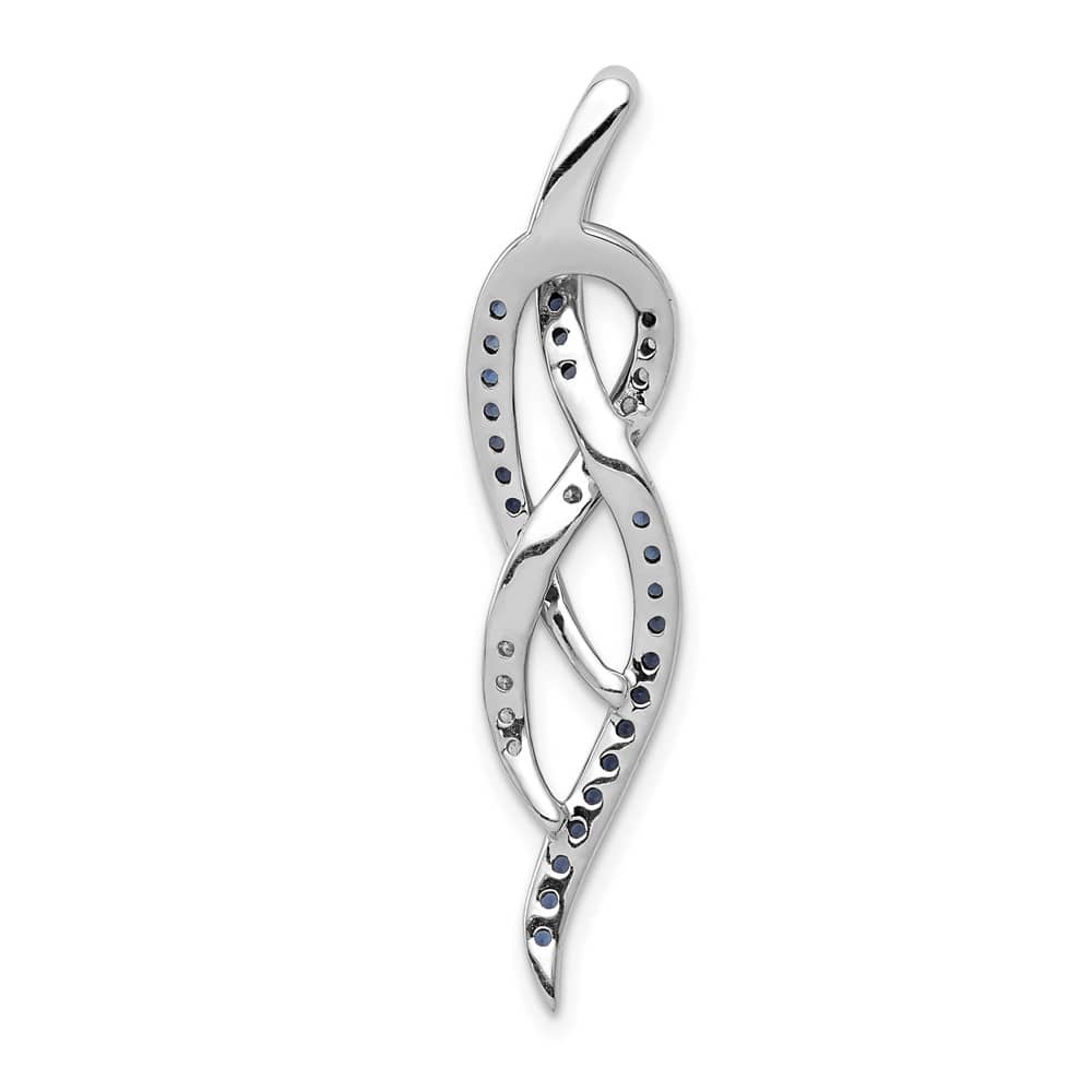14K White Gold 1/3 Carat Blue and White Diamond Fancy Chain Slide