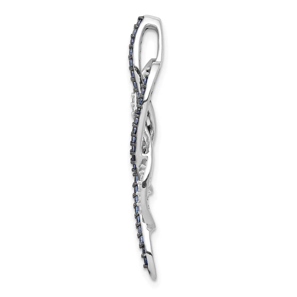 14K White Gold 1/3 Carat Blue and White Diamond Fancy Chain Slide
