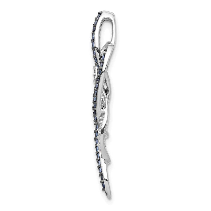 14K White Gold 1/3 Carat Blue and White Diamond Fancy Chain Slide