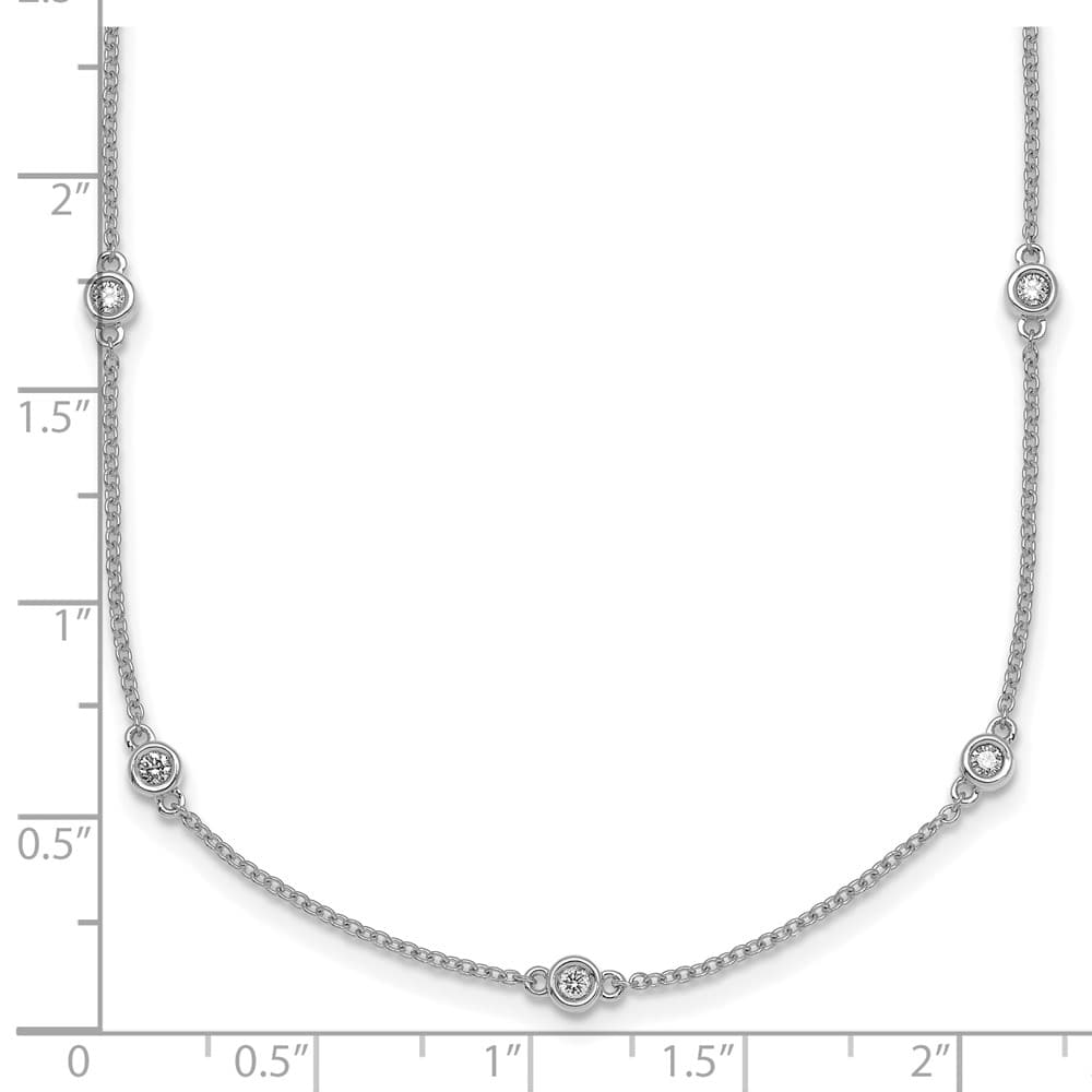 14K White Gold 1/3 carat Diamond Chain 13-Station 16 inch Necklace