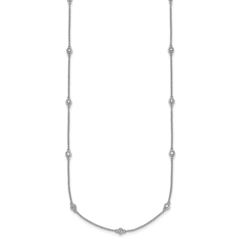 14K White Gold 1/3 carat Diamond Chain 13-Station 16 inch Necklace