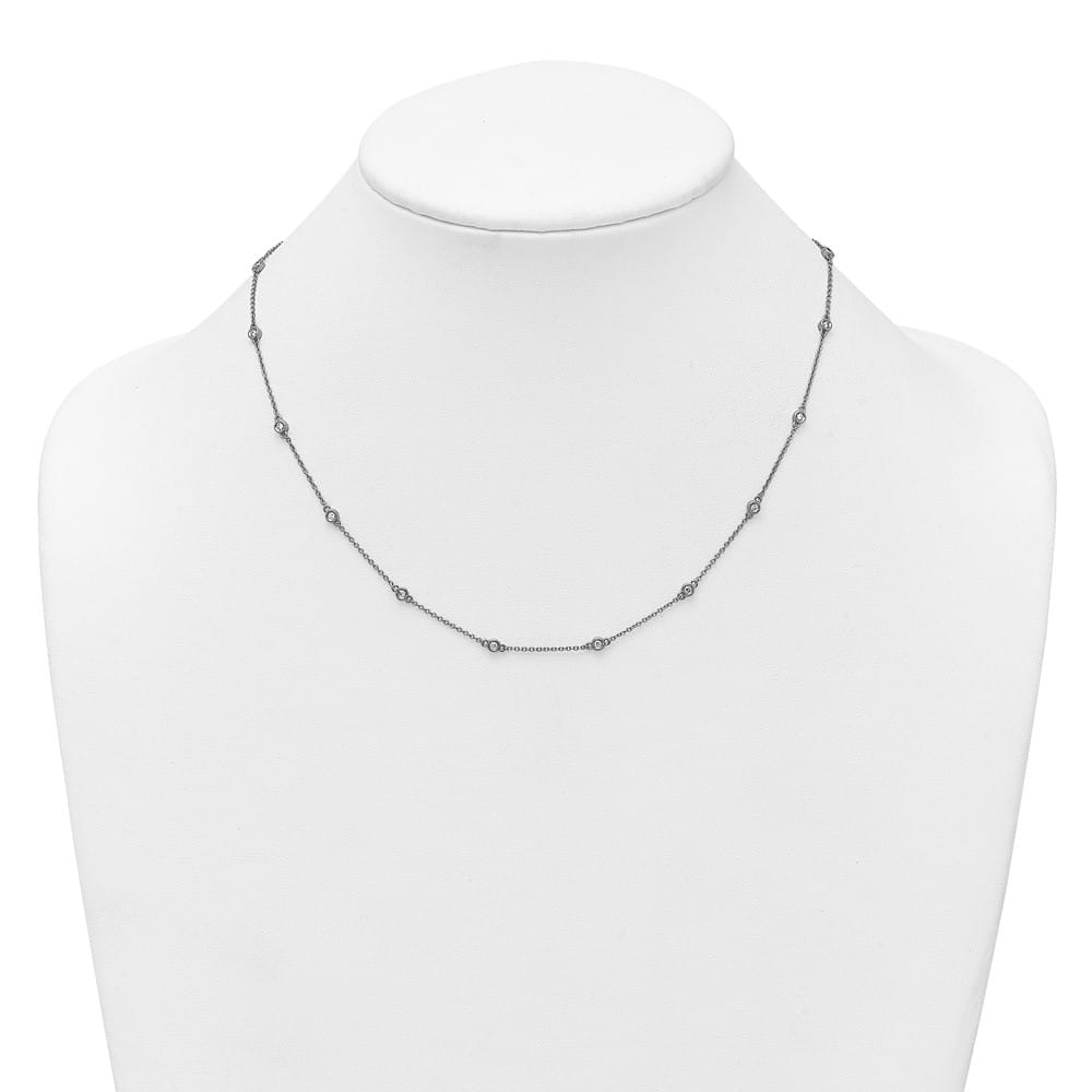 14K White Gold 1/3 carat Diamond Chain 18-Station 18 inch Necklace