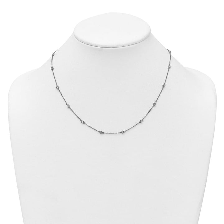 14K White Gold 1/3 carat Diamond Chain 18-Station 18 inch Necklace