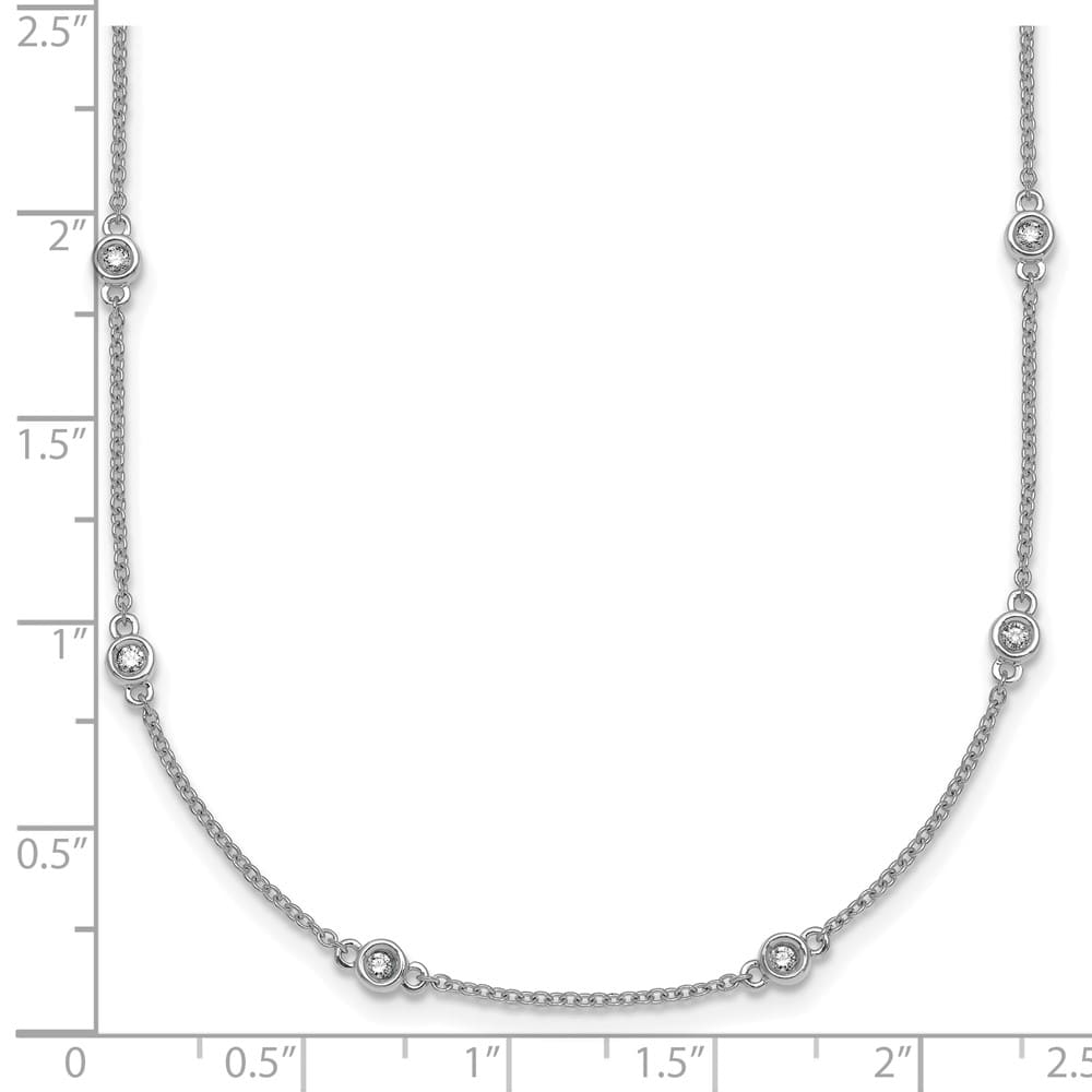 14K White Gold 1/3 carat Diamond Chain 18-Station 18 inch Necklace