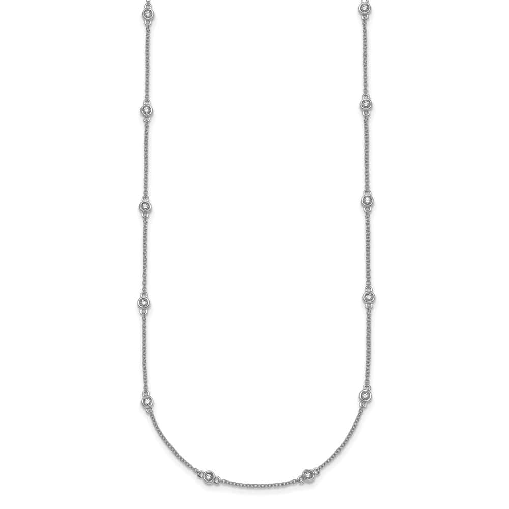 14K White Gold 1/3 carat Diamond Chain 18-Station 18 inch Necklace