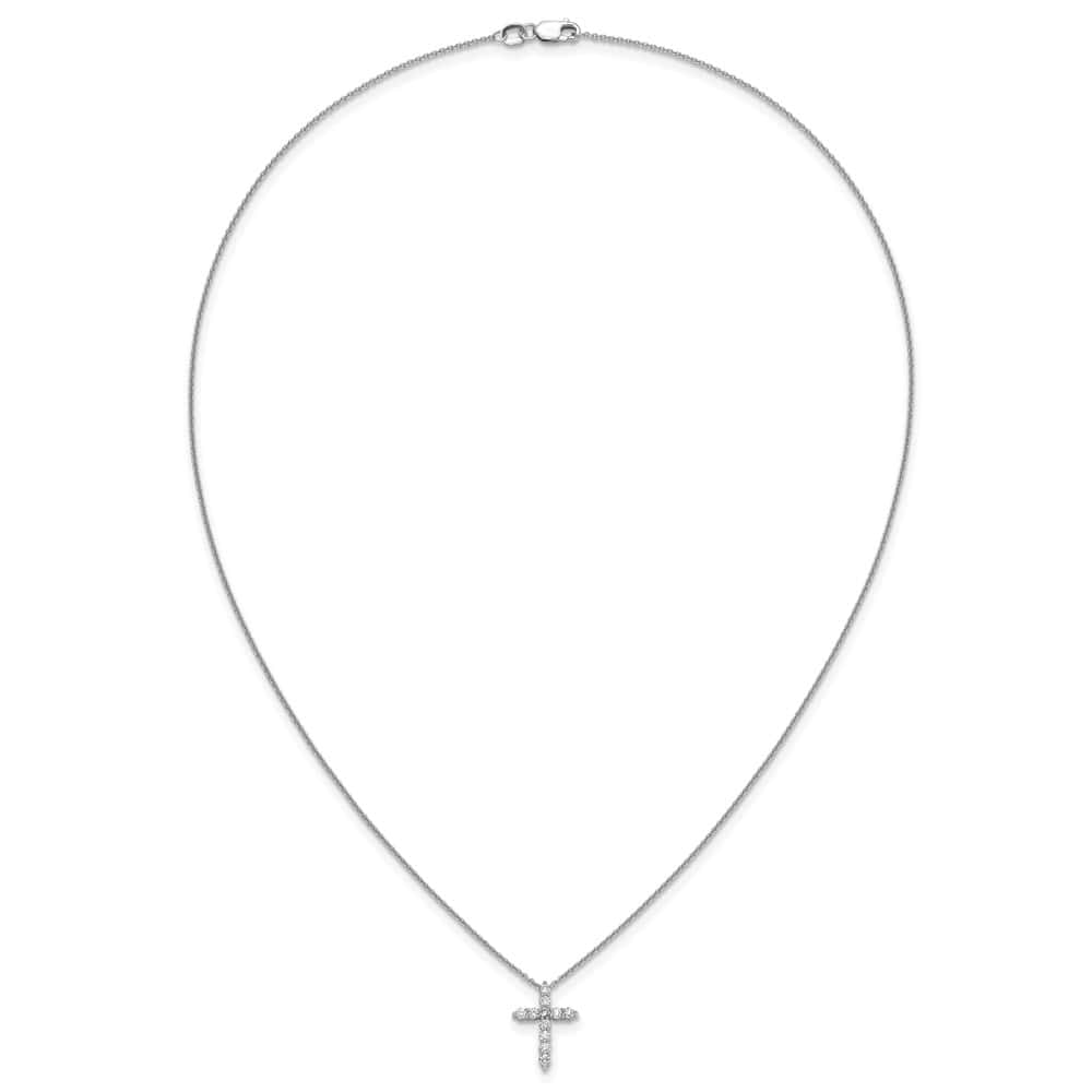 14K White Gold 1/3 carat Diamond Cross Pendant 18 inch Necklace