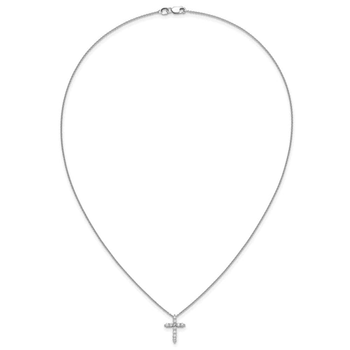 14K White Gold 1/3 carat Diamond Cross Pendant 18 inch Necklace