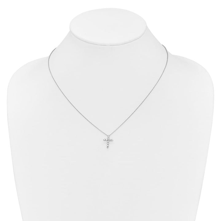 14K White Gold 1/3 carat Diamond Cross Pendant 18 inch Necklace
