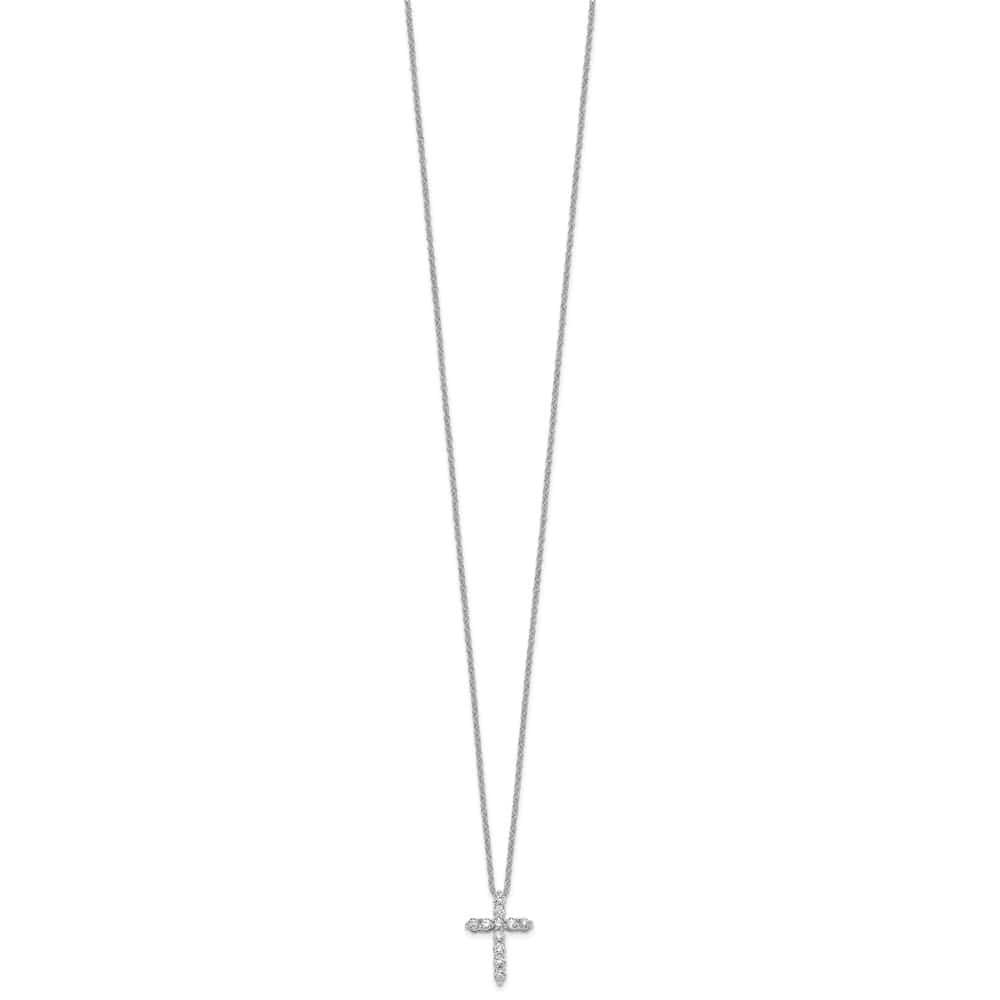 14K White Gold 1/3 carat Diamond Cross Pendant 18 inch Necklace