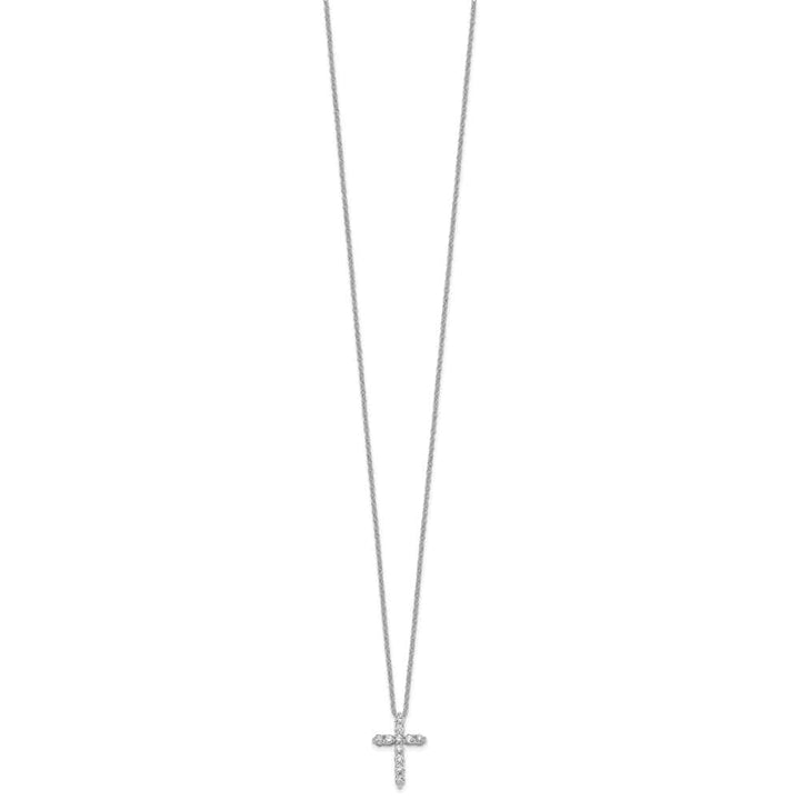 14K White Gold 1/3 carat Diamond Cross Pendant 18 inch Necklace