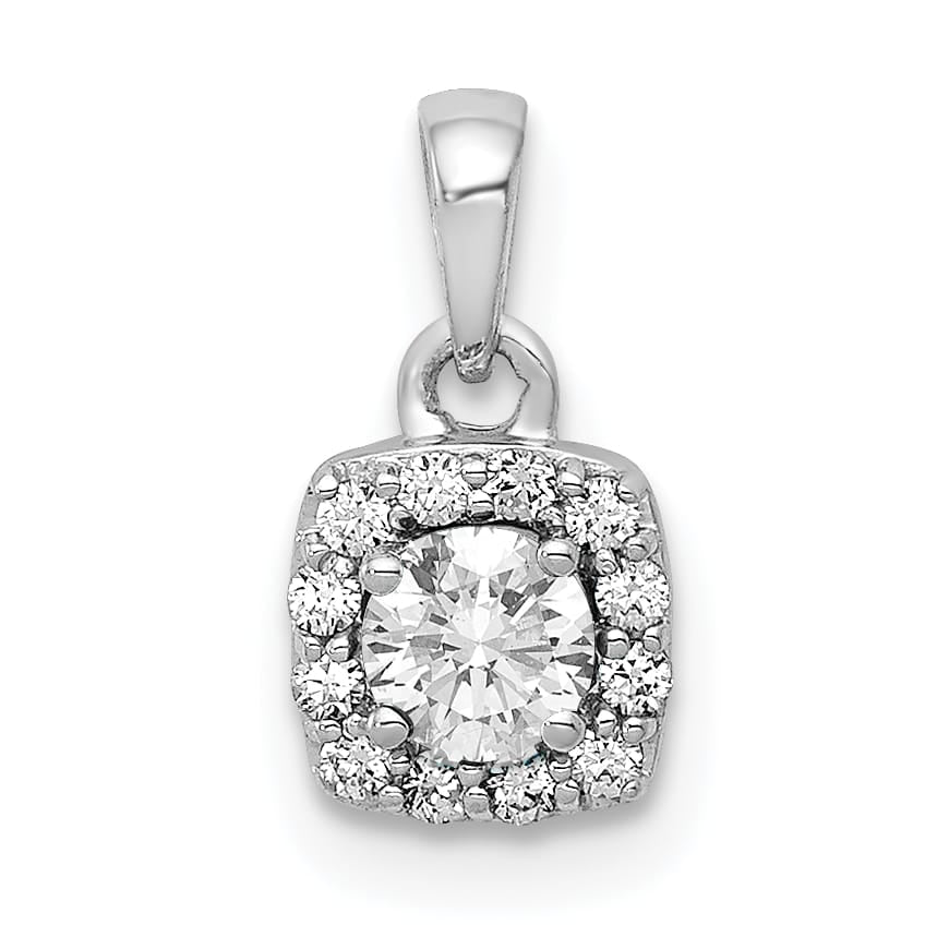 14K White Gold 1/3 carat Lab Grown Diamond Complete Halo Pendant