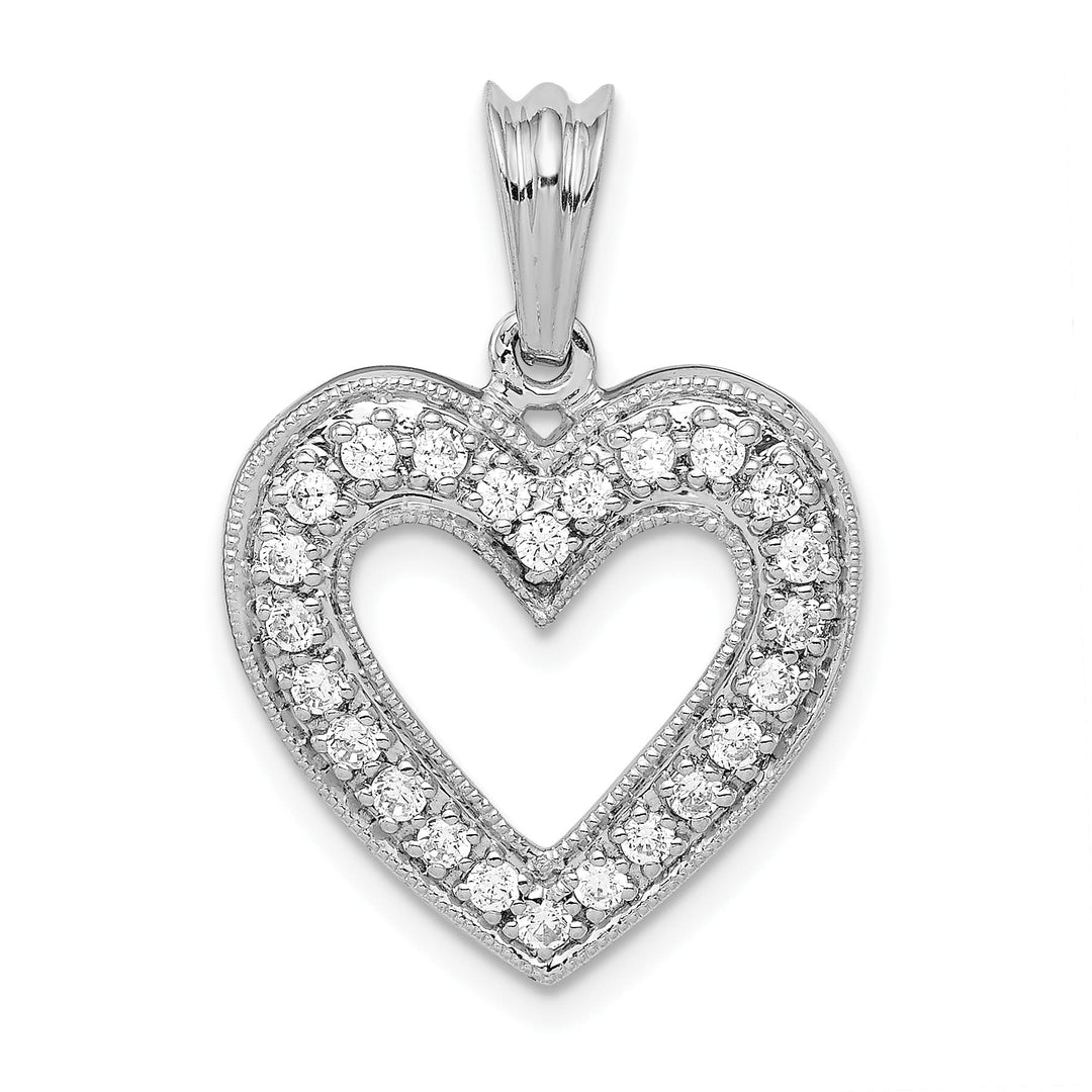 14K White Gold 1/3 carat Lab Grown Diamond Complete Heart Pendant