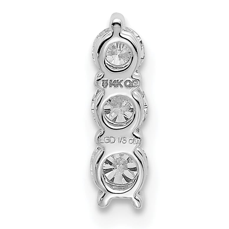 14K White Gold 1/3 carat Lab Grown Diamond Three Stone Slide Pendant