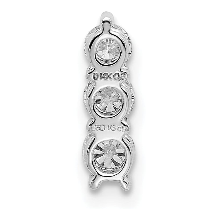 14K White Gold 1/3 carat Lab Grown Diamond Three Stone Slide Pendant