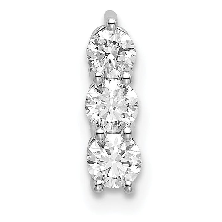 14K White Gold 1/3 carat Lab Grown Diamond Three Stone Slide Pendant