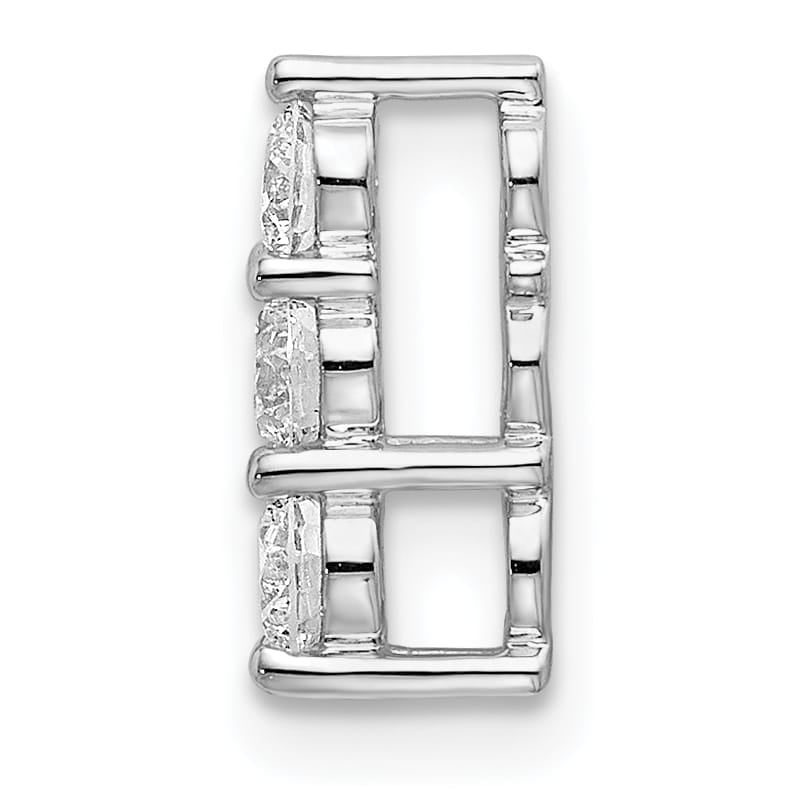 14K White Gold 1/3 carat Lab Grown Diamond Three Stone Slide Pendant