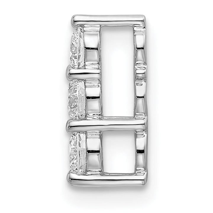 14K White Gold 1/3 carat Lab Grown Diamond Three Stone Slide Pendant
