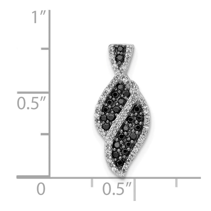 14K White Gold 1/3 Carat White and Black Diamond Curve Chain Slide